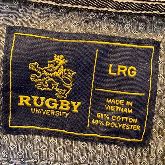 Rugby University Mens Blue Button-Up Mens Shirt Large Cotton Polyester - Picture 3 of 8